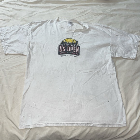 2008 US Open Short Sleeve Tee Y2K White Outdoors Tennis X-Large Printed Sleeve - Picture 15 of 16